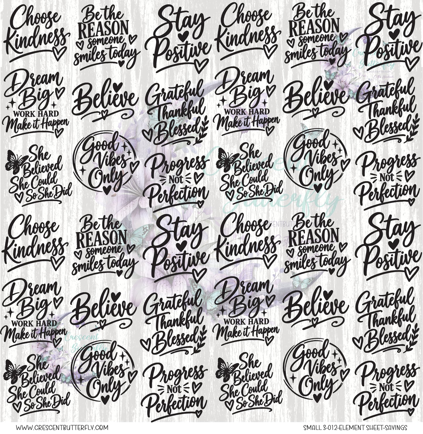 Small 3-012-Element Sheet-Sayings UV DTF