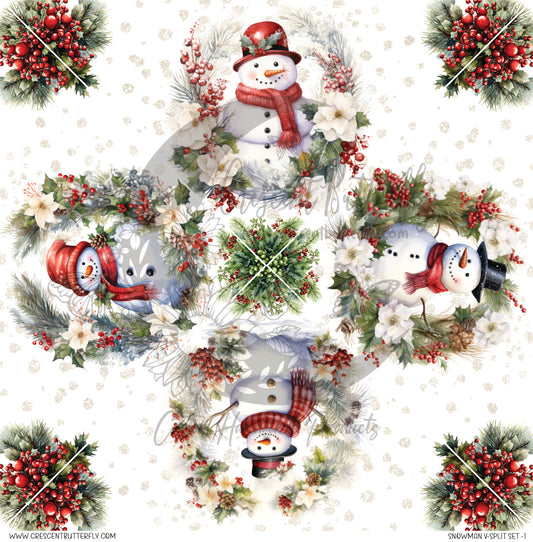 Snowman V-Split Set-1 Printed Vinyl Sheet/Wrap