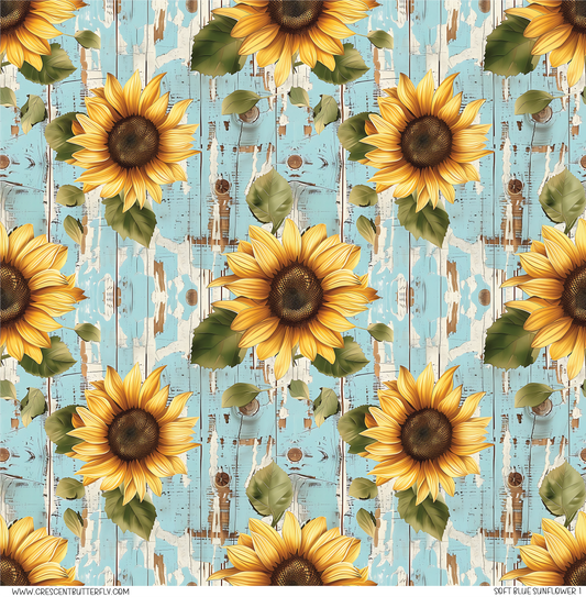 Soft Blue Sunflower 1 Printed Vinyl Sheet/Wrap