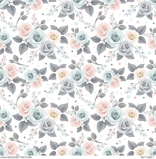 Soft Floral 1 Printed Vinyl Sheet/Wrap