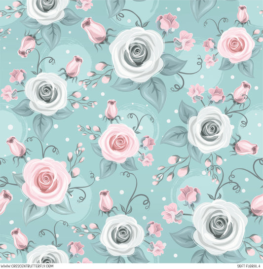 Soft Floral 4 Printed Vinyl Sheet/Wrap