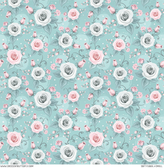 Soft Floral 4 Small Printed Vinyl Sheet/Wrap