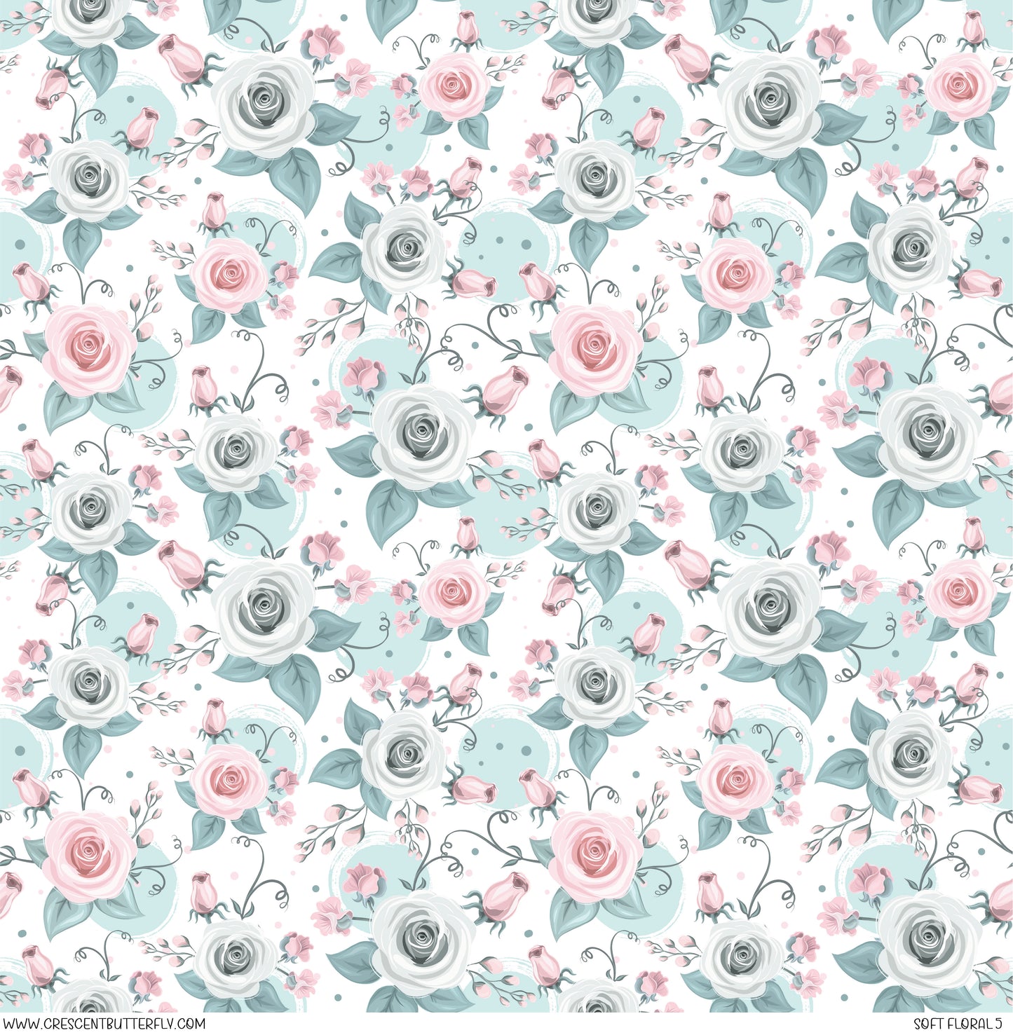 Soft Floral 5 Small Printed Vinyl Sheet/Wrap