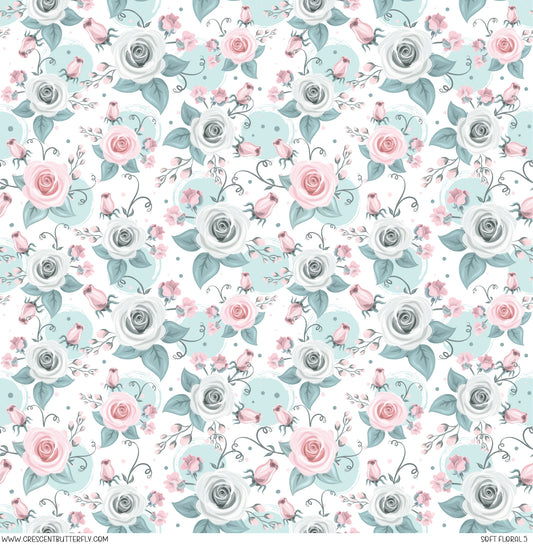 Soft Floral 5 Small Printed Vinyl Sheet/Wrap