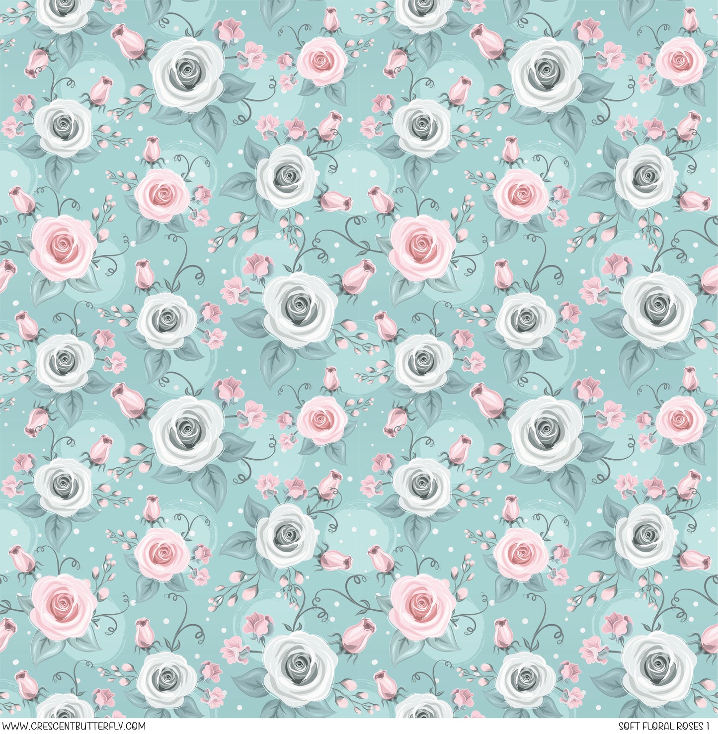 Soft Floral Roses 1 Printed Vinyl Sheet/Wrap