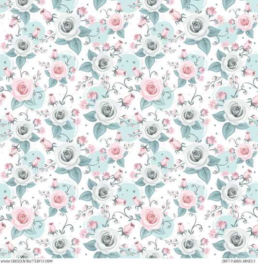 Soft Floral Roses 2 Printed Vinyl Sheet/Wrap