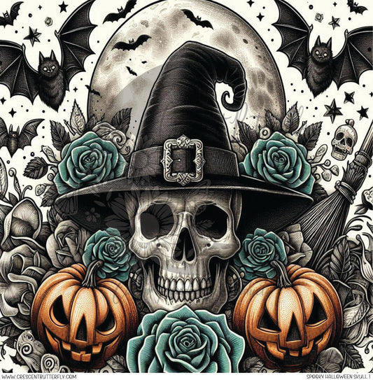 Spooky Halloween Skull 1 Printed Vinyl Sheet/Wrap