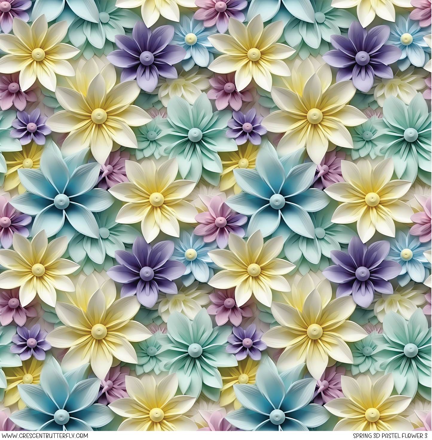 Spring 3D Pastel Flower 3 Printed Vinyl Sheet/Wrap