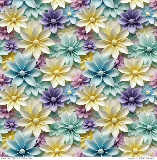 Spring 3D Pastel Flower 3 Printed Vinyl Sheet/Wrap