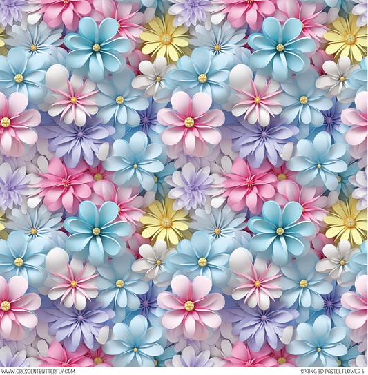 Spring 3D Pastel Flower 6 Printed Vinyl Sheet/Wrap