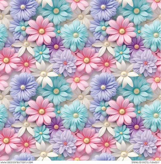 Spring 3D Pastel Flower 7 Printed Vinyl Sheet/Wrap