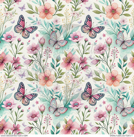 Spring Floral Butterfly 1 Printed Vinyl Sheet/Wrap