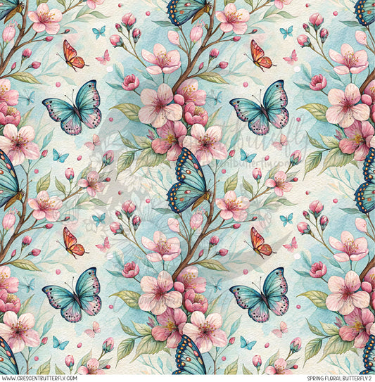 Spring Floral Butterfly 2 Printed Vinyl Sheet/Wrap