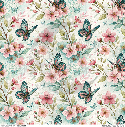 Spring Floral Butterfly 3 Printed Vinyl Sheet/Wrap