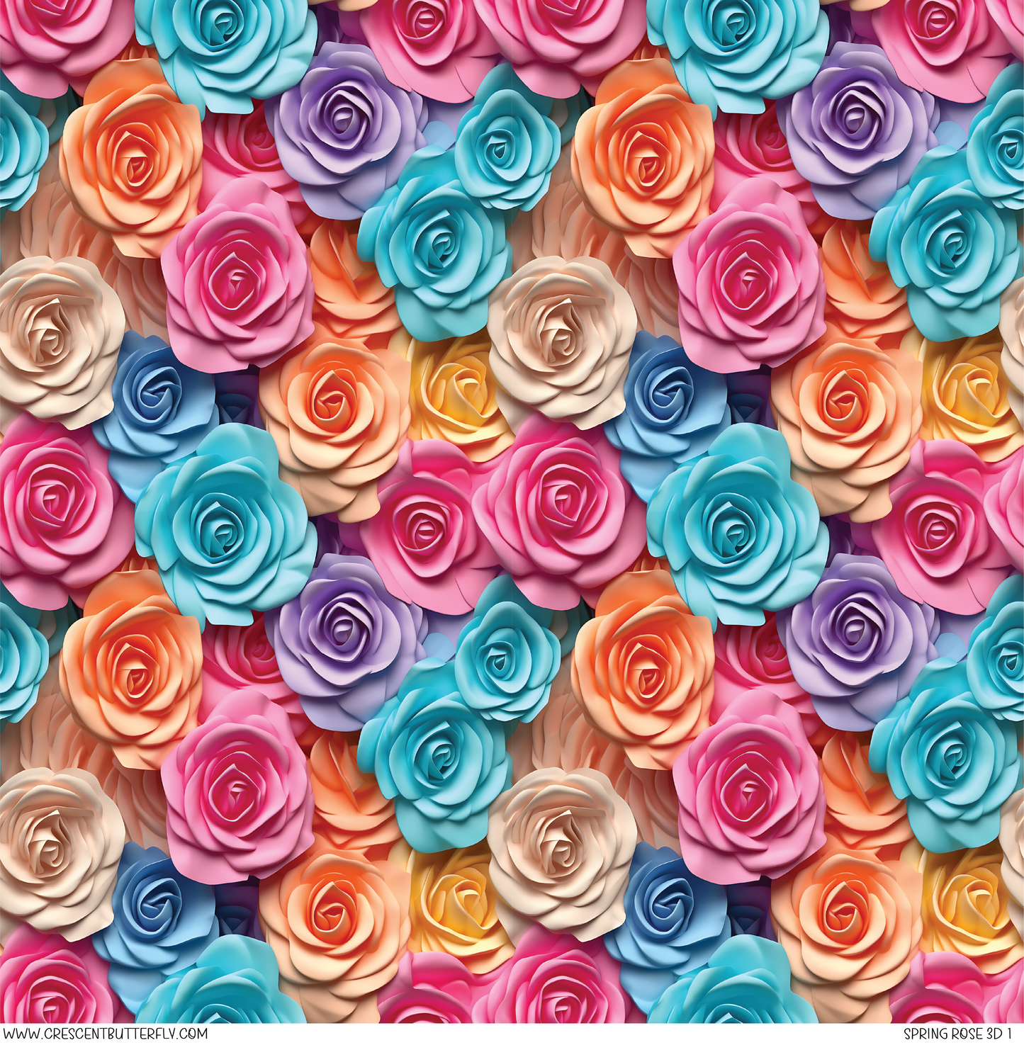 Spring Rose 3D 1 Pattern Vinyl Sheet/Wrap