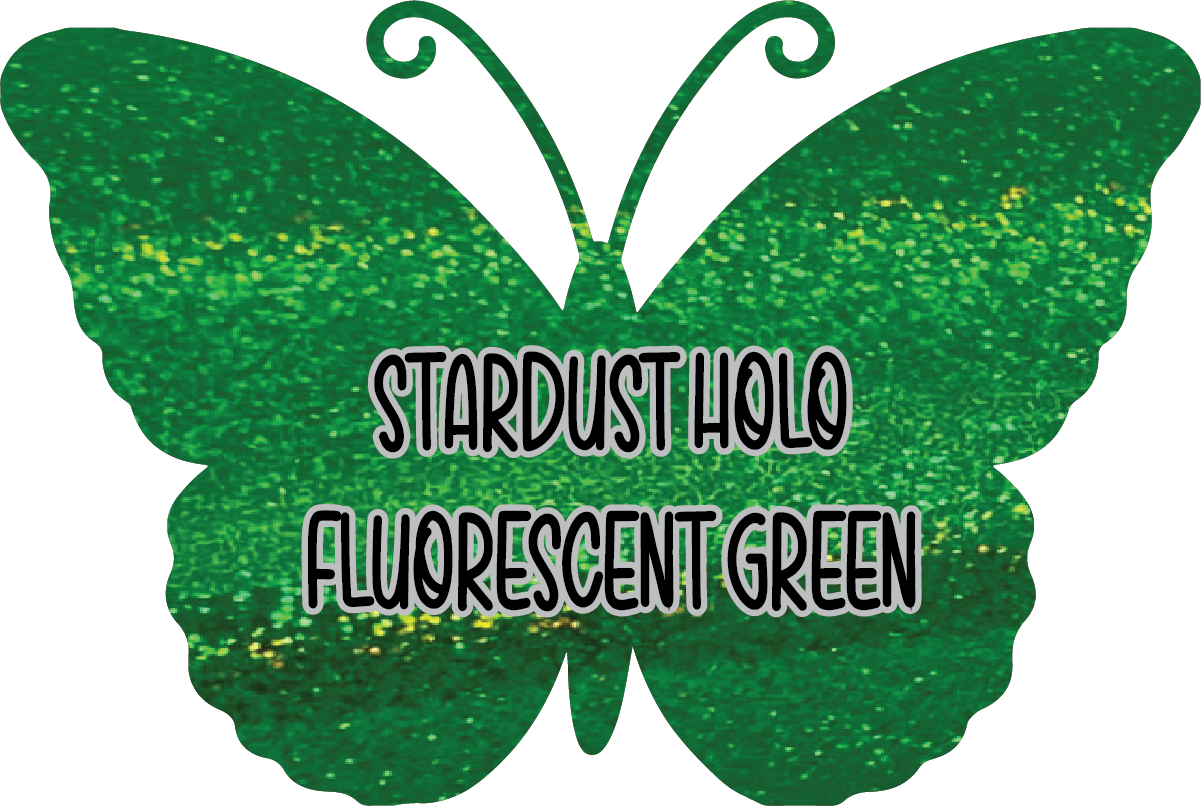 Stardust Holographic Fluorescent Green Pre-Cut Pinstripe Vinyl Sheet