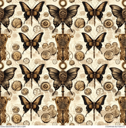 Steampunk Butterfly 6 Pattern Vinyl Sheet/Wrap