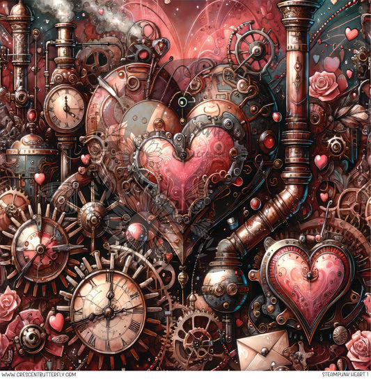 Steampunk Heart 1 Printed Vinyl Sheet/Wrap