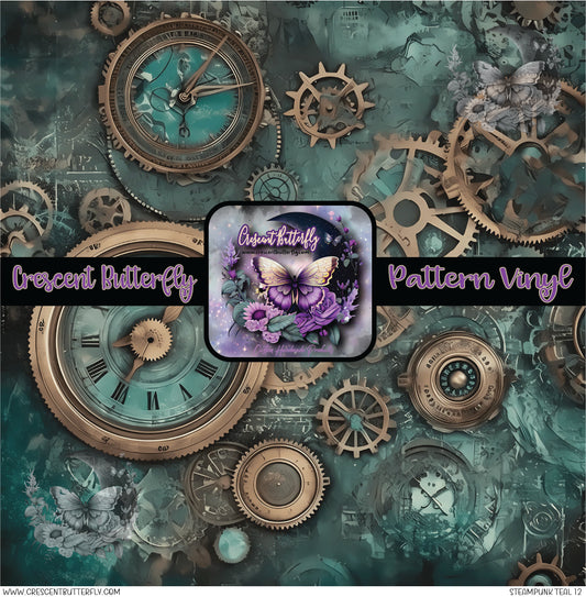 Steampunk Teal 12 Printed Vinyl Sheet/Wrap
