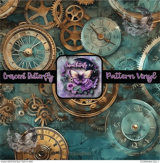 Steampunk Teal 5 Printed Vinyl Sheet/Wrap