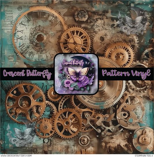 Steampunk Teal 6 Printed Vinyl Sheet/Wrap