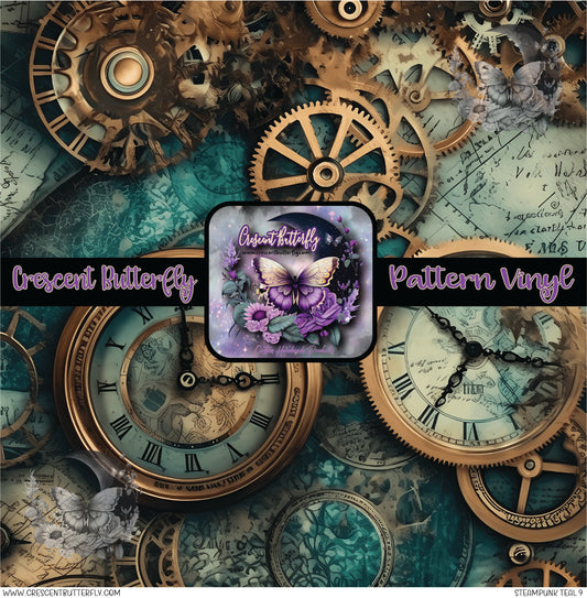 Steampunk Teal 9 Printed Vinyl Sheet/Wrap