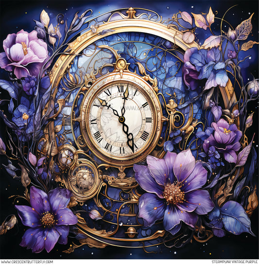 Steampunk Vintage Purple Printed Vinyl Sheet/Wrap
