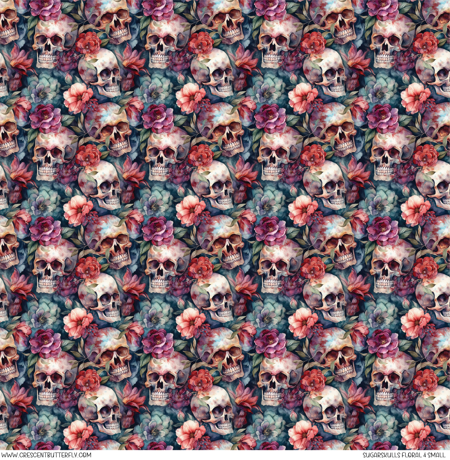 Sugarskulls Floral 4 Small Vinyl Sheet/Wrap