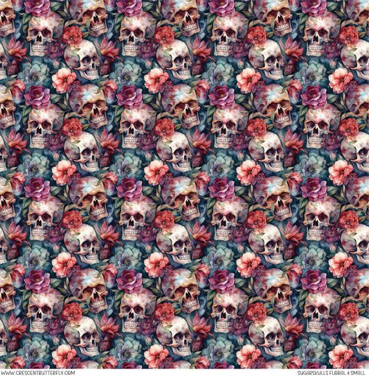 Sugarskulls Floral 4 Small Vinyl Sheet/Wrap