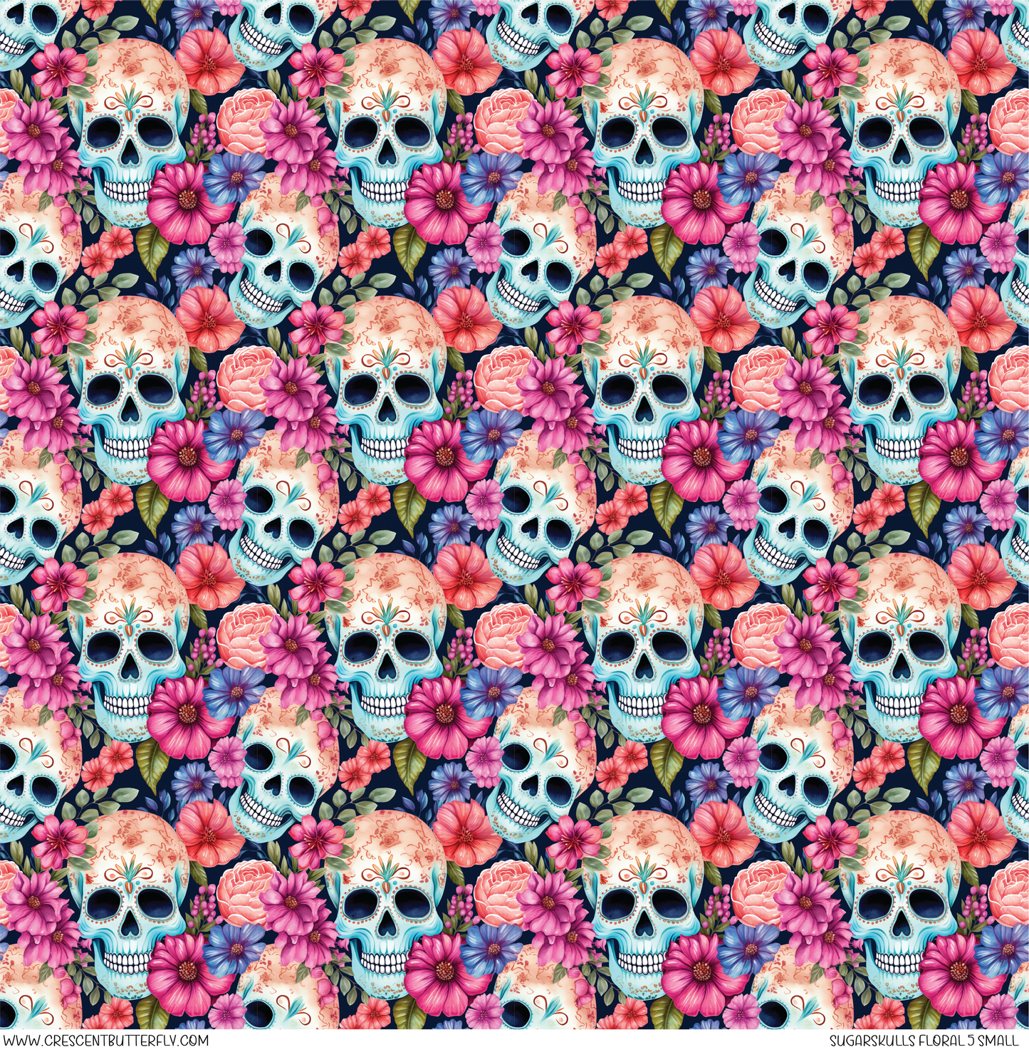 Sugarskulls Floral 5 Small Vinyl Sheet/Wrap