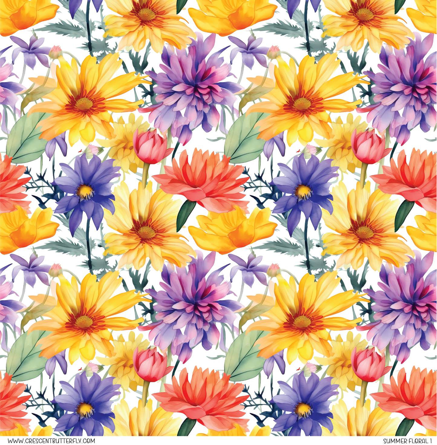 Summer Floral 1 Printed Vinyl Sheet/Wrap