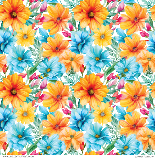 Summer Floral 10 Printed Vinyl Sheet/Wrap