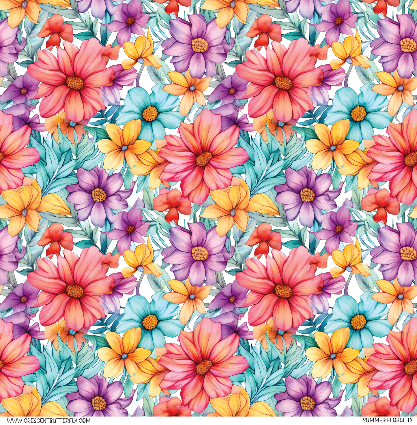 Summer Floral 13 Printed Vinyl Sheet/Wrap