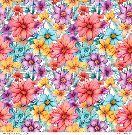 Summer Floral 13 Printed Vinyl Sheet/Wrap