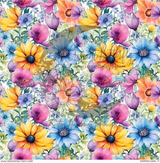 Summer Floral 19 Printed Vinyl Sheet/Wrap