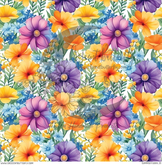 Summer Floral 20 Printed Vinyl Sheet/Wrap