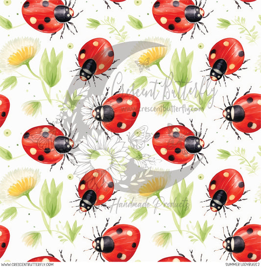 Summer Ladybugs 2 Printed Vinyl Sheet/Wrap