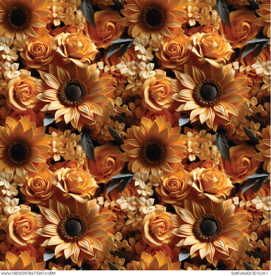 Sunflower 3D Clay 1 Printed Vinyl Sheet/Wrap