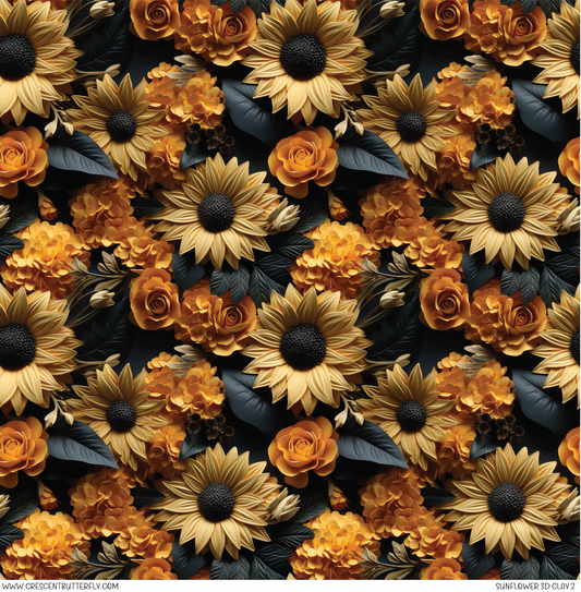 Sunflower 3D Clay 2 Printed Vinyl Sheet/Wrap