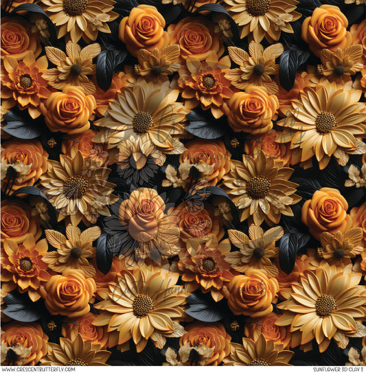 Sunflower 3D Clay 3 Printed Vinyl Sheet/Wrap