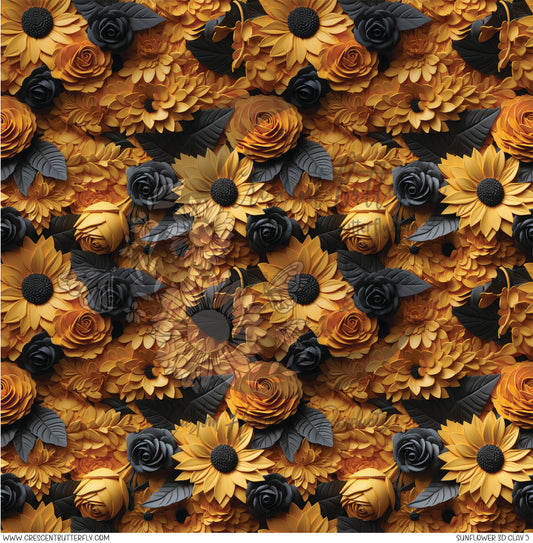 Sunflower 3D Clay 5 Printed Vinyl Sheet/Wrap