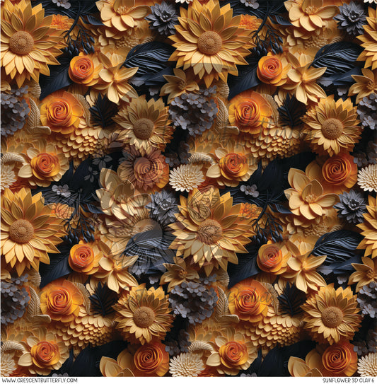 Sunflower 3D Clay 6 Printed Vinyl Sheet/Wrap