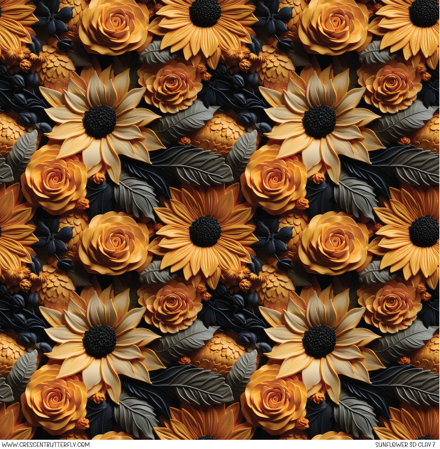 Sunflower 3D Clay 7 Printed Vinyl Sheet/Wrap