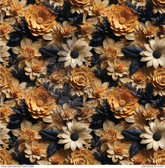 Sunflower 3D Clay 8 Printed Vinyl Sheet/Wrap