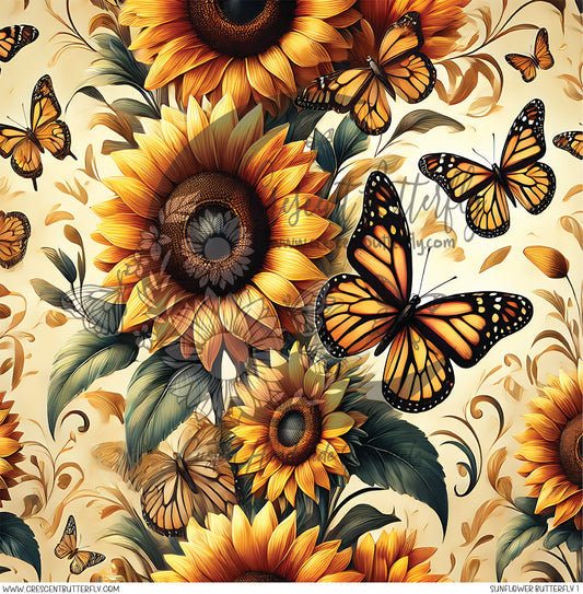Sunflower Butterfly 1 Printed Vinyl Sheet/Wrap