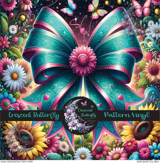 Sunflower Teal Bow Printed Vinyl Sheet/Wrap