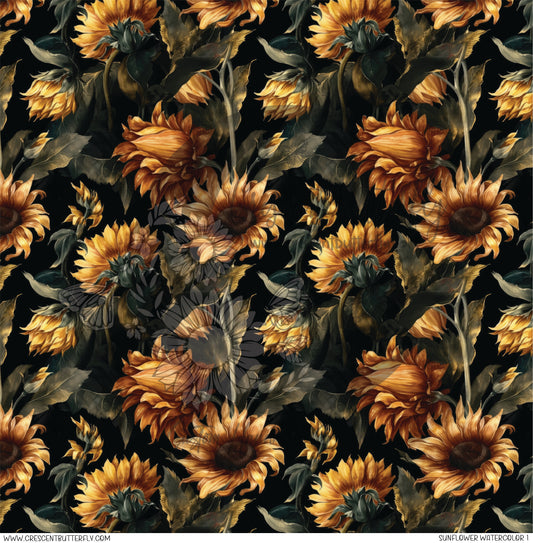 Sunflower Watercolor 1 Printed Vinyl Sheet/Wrap