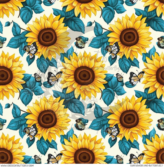 Sunflowers and Butterflies 1 Printed Vinyl Sheet/Wrap