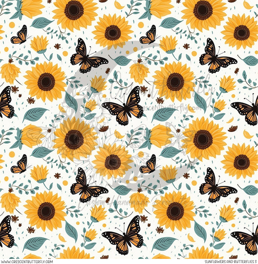 Sunflowers and Butterflies 3 Printed Vinyl Sheet/Wrap