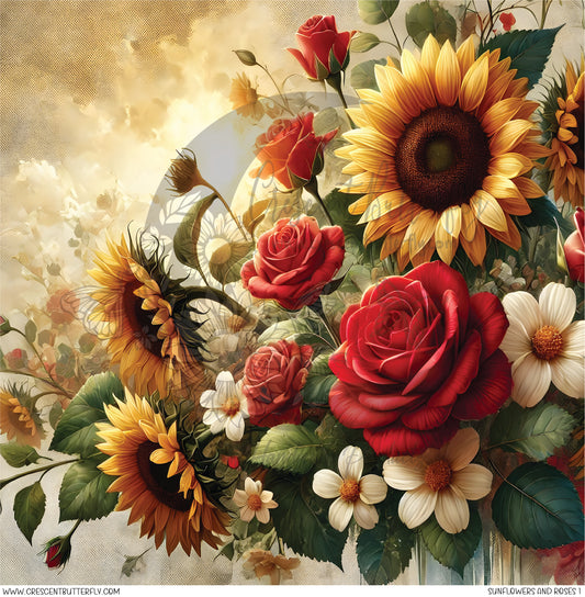 Sunflowers And Roses 1 Printed Vinyl Sheet/Wrap